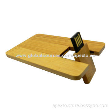 Wooden Card-shaped USB Flash Drive, Supports Plug-and-play Function, OEM/ODM Orders Accepted